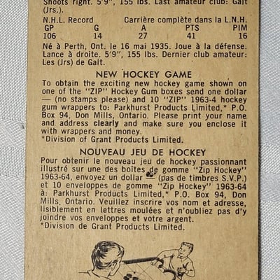 1963-64 Parkhurst Floyd Smith Red Wings Card  - Image 8 of 10