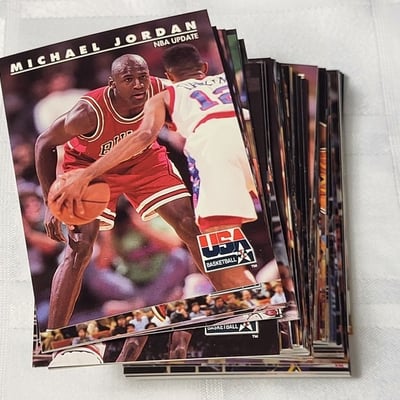 1992 Skybox USA Olympic Basketball Dream Team Set Jordan Bird Johnson - Image 2 of 16