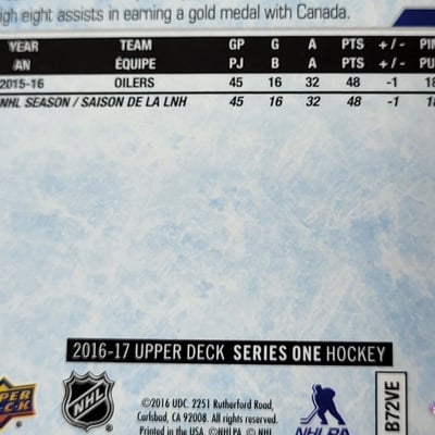 2016 Upperdeck Connor McDavid 2nd Year Card  - Image 5 of 12