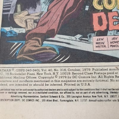 1979 Batman #316 DC Comics 1940 Series Whitman Variant - Image 5 of 13