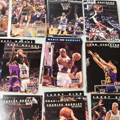 1992 Skybox USA Olympic Basketball Dream Team Set Jordan Bird Johnson - Image 9 of 16