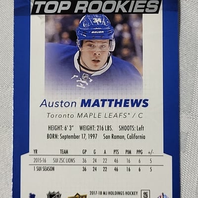 2017-18 Upperdeck Auston Matthews Rookie card  - Image 9 of 11