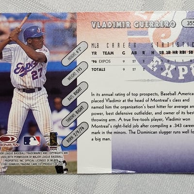 1997 Donruss Baseball Vladimir Guerrero Rookie Card Expos - Image 2 of 9