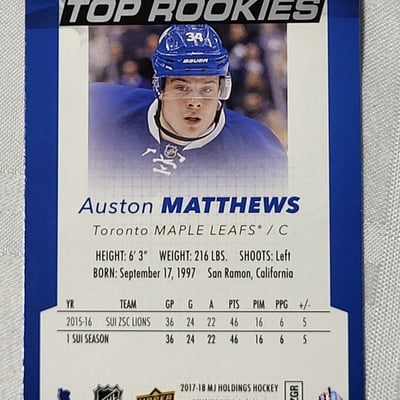 2017-18 Upperdeck Auston Matthews Rookie card  - Image 7 of 11