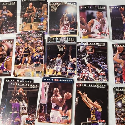 1992 Skybox USA Olympic Basketball Dream Team Set Jordan Bird Johnson - Image 8 of 16