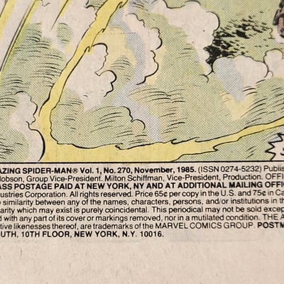 1985 Marvel Comics Amazing Spider-Man 270 Black Costume  - Image 5 of 12