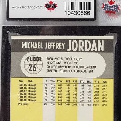 1990-91 Fleer Michael Jordan Graded Bull Card  - Image 10 of 11