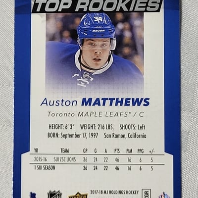 2017-18 Upperdeck Auston Matthews Rookie card  - Image 2 of 11