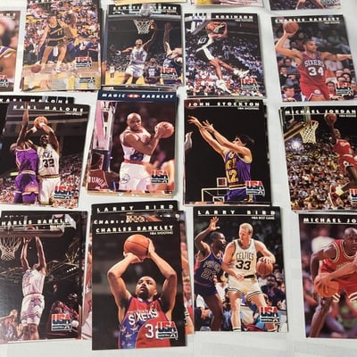 1992 Skybox USA Olympic Basketball Dream Team Set Jordan Bird Johnson - Image 5 of 16