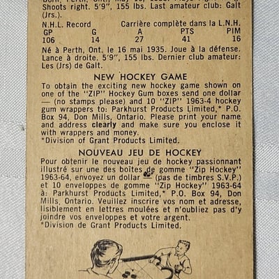 1963-64 Parkhurst Floyd Smith Red Wings Card  - Image 6 of 10