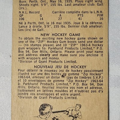 1963-64 Parkhurst Floyd Smith Red Wings Card  - Image 2 of 10