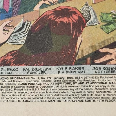 1986 Marvel Comics Amazing Spider-Man 272 First Slyde Key  - Image 4 of 11