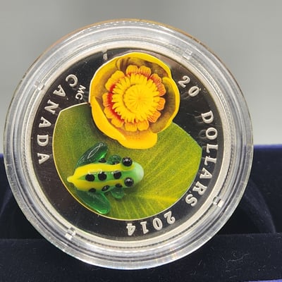 Canada 2014 $20 Silver Coin Waterlily and Frog - Image 1 of 3