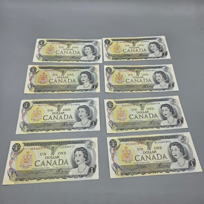 Canada $1 Bills x 8 - Image 1 of 3