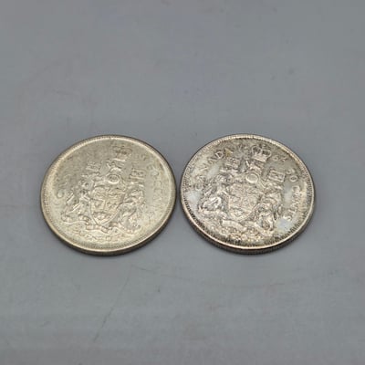 1965 Canada Silver 50 Cent Coins x 2 - Image 1 of 2