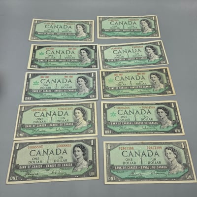 Canda $1 Bills x 10 - Image 1 of 4