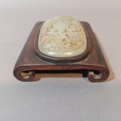 Antique Jade Medallion in Wood - Image 2 of 9
