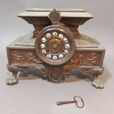 Antique Metal Mantle Clock - Image 1 of 20