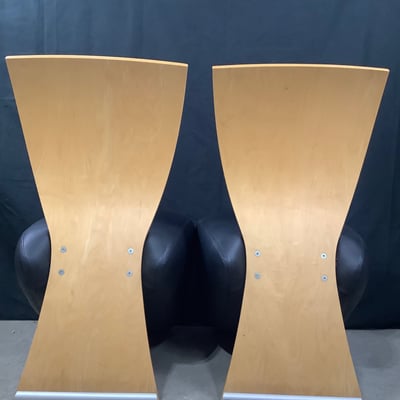 Dauphin Bobo Leather / Maple Lounge Chairs - Image 3 of 5