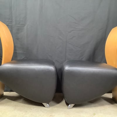 Dauphin Bobo Leather / Maple Lounge Chairs - Image 2 of 5