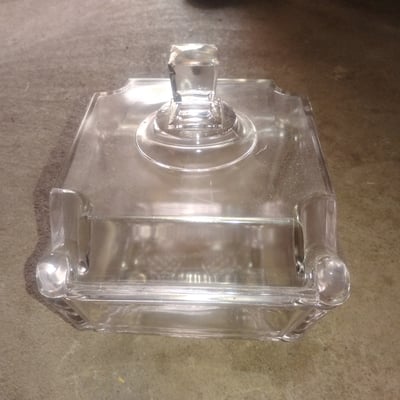 German Crystal 1860s Clear Glass Square Jar with Lid - Image 2 of 2