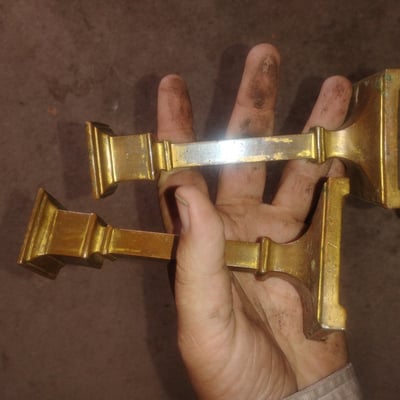 Brass candlesticks with square bases brass hardware - Image 1 of 3