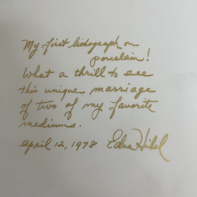 Edna Hibel Lithograph on Porcelain, Framed - Image 2 of 3