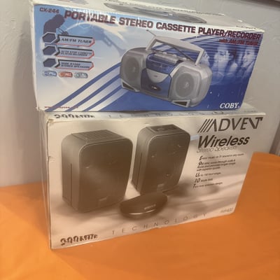 Portable stereo cassette player/recorder and wireless speaker set - Image 1 of 2