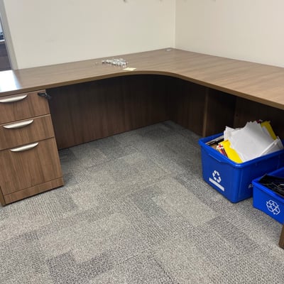 Image #0 for item L-Shaped Wooden Office Desk with Drawers 