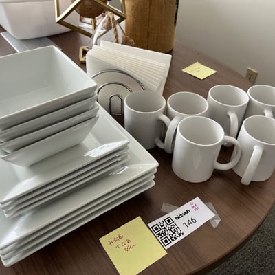 Image #0 for item White Dinnerware Set with Plates, Bowls, and Mugs 