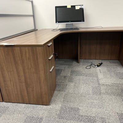 Image #1 for item L-Shaped Two Piece Office Desk with Drawers and Divider 