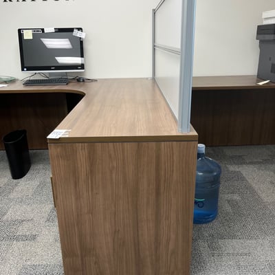 Image #1 for item L-Shaped Two Piece Office Desk with Drawers and Divider 
