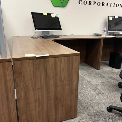 Image #0 for item L-Shaped Two Piece Office Desk with Drawers and Divider 
