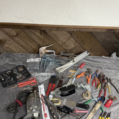 Assorted workshop tools and wheeled shelving cart - Image 2 of 10