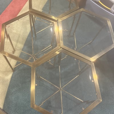 Set of Four Hexagonal Glass-Top Tables - Image 2 of 5