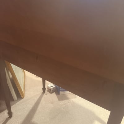 Antique mahogany desk with circular leather-inlaid top and built-in hutch - Image 5 of 8