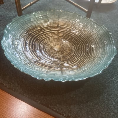 Blue glass decor collection with vase, spiral sculpture, bowl, and glass birds - Image 4 of 5