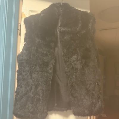 Black rabbit fur vest with Saks Fifth Avenue label - Image 1 of 6