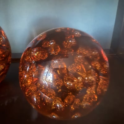 Three Amber Glass Spheres with Bubble Inclusions - Image 2 of 5