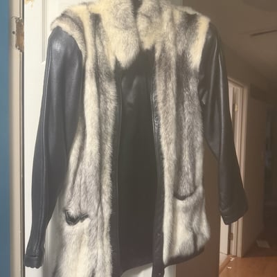 Fur-trimmed leather coat - Image 1 of 6