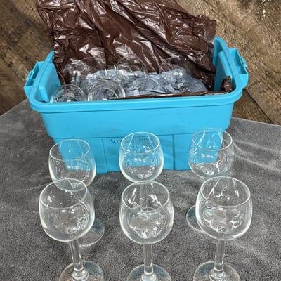 Stemware collection and a 6-inch bench grinder box - Image 1 of 5