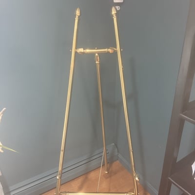 Gold brass tripod floor lamp frame - Image 1 of 3