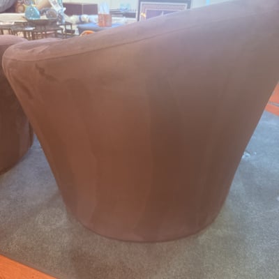 Purple circular lounge chairs with colorful pillows - Image 7 of 8