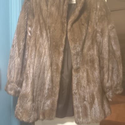 Brown Fur Coat with Murrays Label and 'Nancy' Embroidery - Image 1 of 7