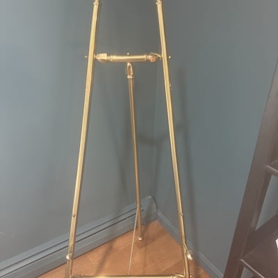 Gold brass tripod floor lamp frame - Image 2 of 3
