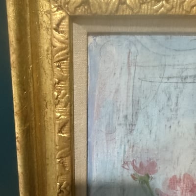 Framed floral still life painting with vase of flowers - Image 6 of 9