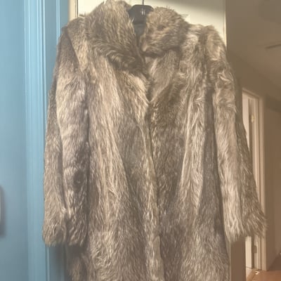 Brown fur coat on hanger - Image 2 of 6