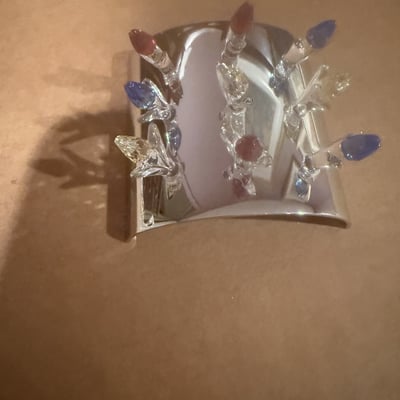 Chrome display stand with glass-stem ornaments - Image 2 of 4