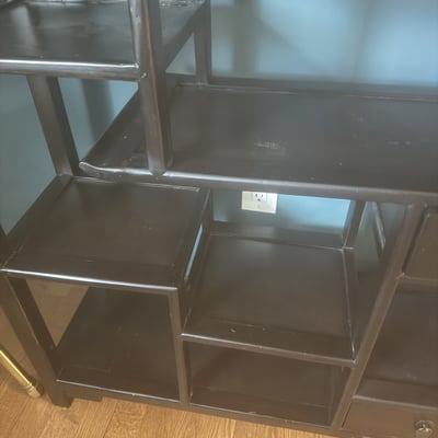Black metal shelving unit with cubby compartments - Image 3 of 6