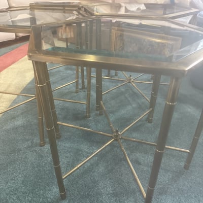 Set of Four Hexagonal Glass-Top Tables - Image 4 of 5